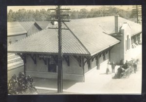 REAL PHOTO NICHOLS NEW YORK RAILROAD DEPOT TRAIN STATION NY RAILROAD DEPOT