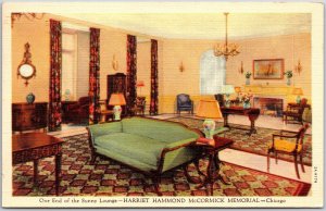 1942 Sunny Lounge Harriet Hammond McCormick Memorial Chicago IL Posted Postcard