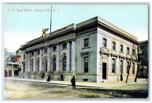 c1910 US Post Office Building Dirt Road People Atlantic City New Jersey Postcard