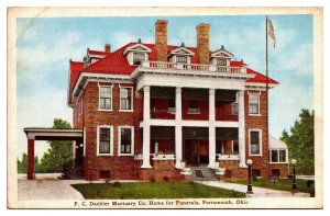 Antique F. C. Daehler Mortuary Co., Home For Funerals, Portsmouth, OH Postcard