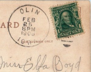 1908 The Old Village Blacksmith Olin Iowa IA Posted Antique Postcard