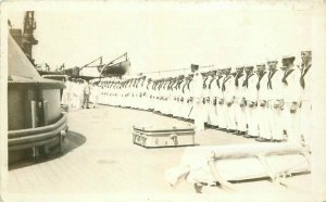 1920s Navy Military Sailors Review RPPC Photo Postcard 20-1393