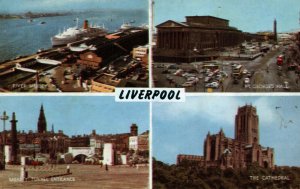 VINTAGE POSTCARD MULTIPLE COLOR VIEWS OF THE CITY OF LIVERPOOL ENGLAND SALMON