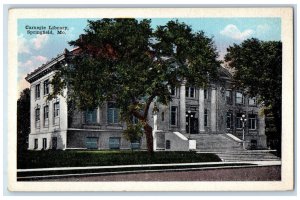 Front View Of Carnegie Library Springfield Missouri MO Antique Unposted Postcard