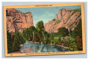 Vintage 1940's Postcard Washington Column Half Dome Merced River Yellowstone WY