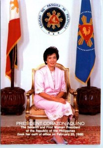 PRESIDENT CORAZON AQUINO First Woman President PHILIPPINES 4x6 Postcard c1988