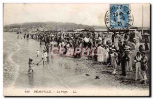 Deauville - La Plage - L & # 39Heure Bath - Old Postcard