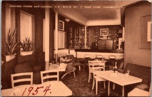 Interior Crocker Farms Bar Lounge East Lyme CT c1954 Vintage Postcard X56