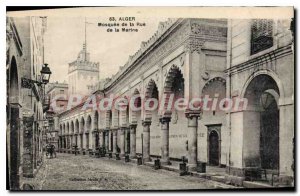 Postcard Old Algiers mosque street navy