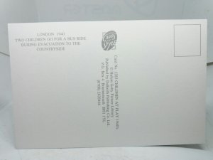 Two Children go for a Bus Ride During Evacuation 1940 WWII Repro Postcard