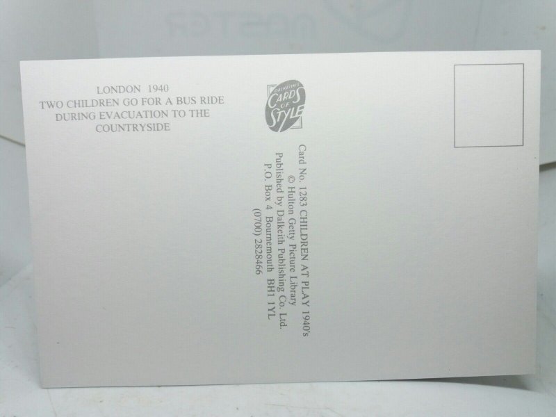 Two Children go for a Bus Ride During Evacuation 1940 WWII Repro Postcard