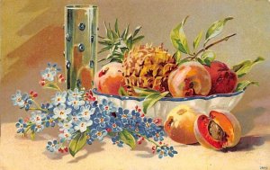 Fruit and Flowers in a Dish Still Life Unused 