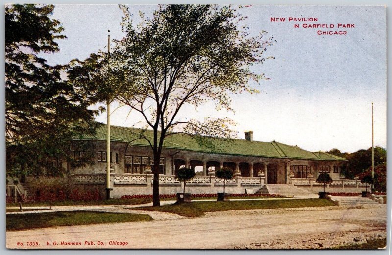 Vtg Chicago Illinois IL New Pavilion In Garfield Park 1910s View Old Postcard