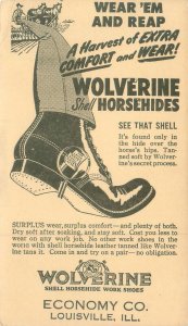 Wolverine Shell Horsehides Work Shoes Ad, Economy Co Louisville IL  Postcard