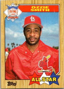 1987 Topps Baseball Card NL All Star Ozzie Smith St Louis Cardinals sk3262