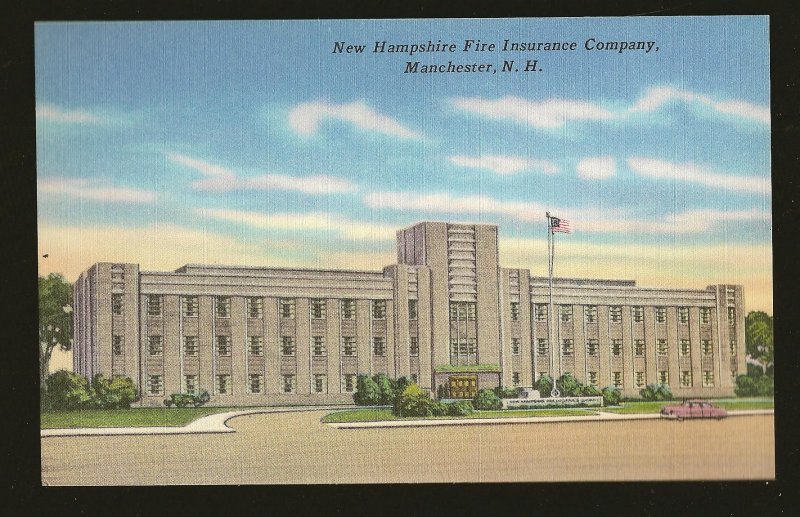 USA New Hampshire Fire Insurance Building Manchester NH Linen Postcard