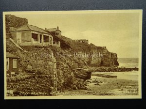 Cornwall St. Agnes CLIFF SHELTER - Old RP Postcard by Frith