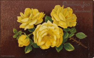 CHRISTMAS Card, 1886 ; Yellow roses
