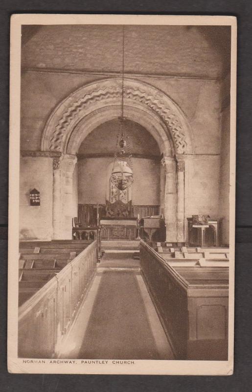 United Kingdom Churches - Pauntley Church 1943 - Interior View of Roman Arch