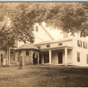 c1910s House Unique Stick Tribal Gazebo RPPC Pillar Canopy Real Photo PC A136