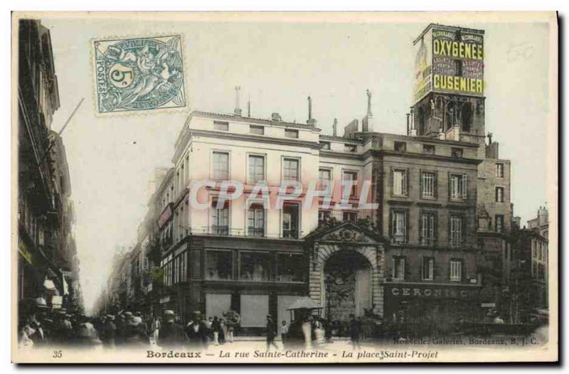 Old Postcard Bordeaux Rue Sainte Catherine Place Saint Projet Advertisement C...