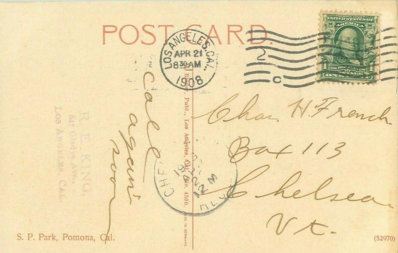 SP Park Pomona California 1908 Postcard