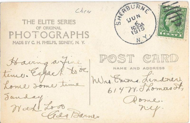 RPPC The Sherburne House - Sherburne NY - Real Photo 1915 Postcard