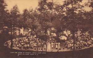 Camp Fire Scene At Council Circle Camp Long State 4-H Camp Aiken South Caroli...