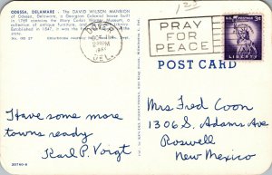 Vtg 1960s David Wilson Mansion Odessa Delaware DE Chrome Postcard