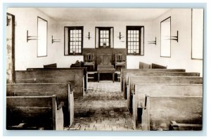 c1910 Star Island NH Interior Gosport Chapel Isles of Shoals RPPC Photo Postcard 