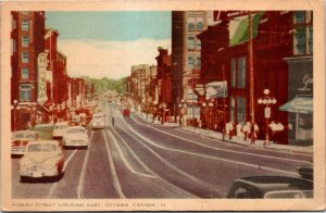 Postcard ON Ottawa Rideau Street Tamblyn Drug Store Classic Cars PECO 1954 K81