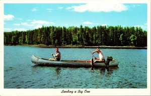 Greetings From Connelly NY New York Landing Big One Fishing Lake Postcard VTG  
