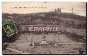 Lyon Postcard Old Place Bellecour and the hill of Fourviere