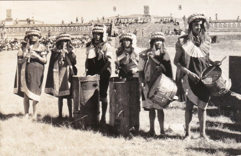 Mexico Xochimilco Native Indian Musicians In Native Costume Real Photo sk3684