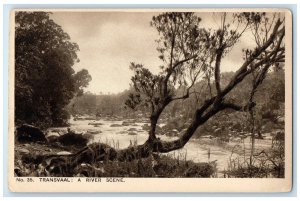 c1930's No 35 Transvaal A River Scene Trees Rocks South Africa Postcard