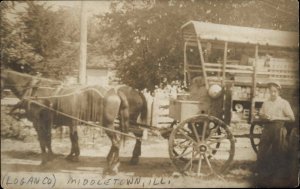 Middletown Illinois IL Horse Wagon Salesman c1910 Real Photo Postcard