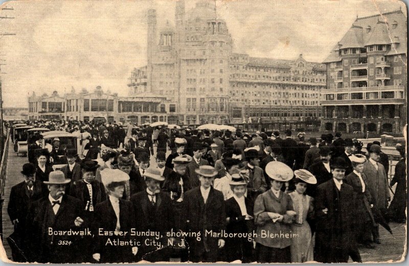 Easter Parade on the Boardwalk, Atlantic City NJ c1907 Vintage Postcard I75