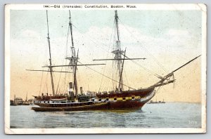 Boston Massachusetts~Old Ironsides Constitution Sailing Ship~1920s Postcard