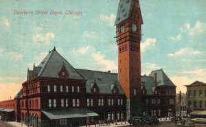 Vintage Postcard 1911 Dearborn Street Depot Building Landmark Chicago Illinois 