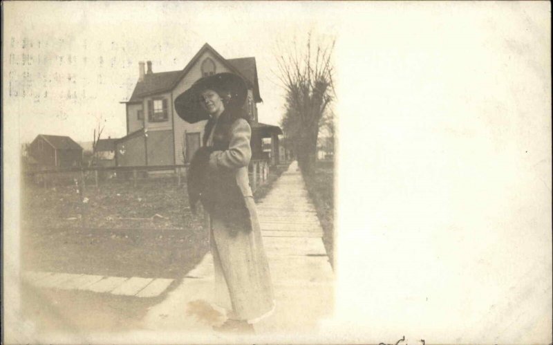 Woman Big Hat Home From Jersey Shore PA Group c1910 Real Photo Postcard #2