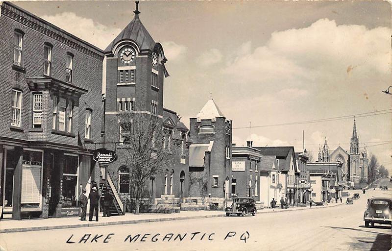 Lake Magantic P. Q. Rexall Drug Store Bank of Montreal Dentist RPPC Postcard