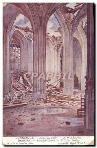 Postcard Old Army Dunkerque Church Saint Eloi Lady of Lourdes