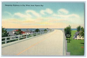 c1940's Seagoing Highway To Key West From Pigeon Key Florida FL Vintage Postcard