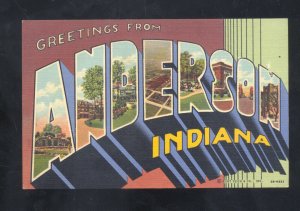 GREETINGS FROM ANDERSON INDIANA VINTAGE LARGE LETTER LINEN POSTCARD