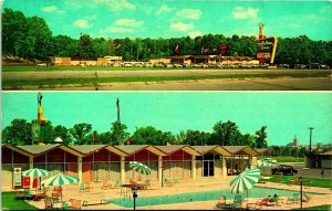 Holiday Inn Poolside Sign Cars Meridian Mississippi MS UNP Chrome Postcard P8