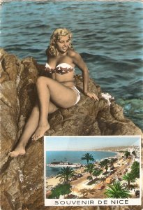Pin Up Lady. Souvenir de Nice Modern French postcard