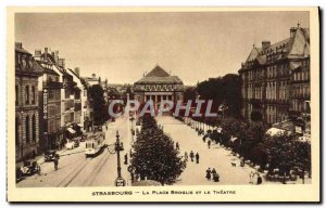 Old Postcard The Strabourg Broglie Square and the Theater