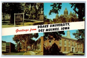 1962 Greetings From Drake University Des Moines Iowa IA Multiview Postcard 