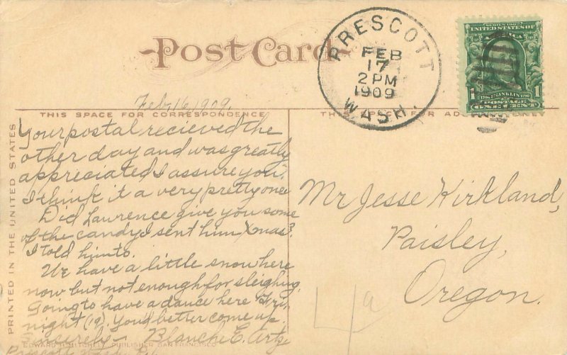 Walla Walla Washington  State Penitentiary & Grounds 1909 Postcard Used