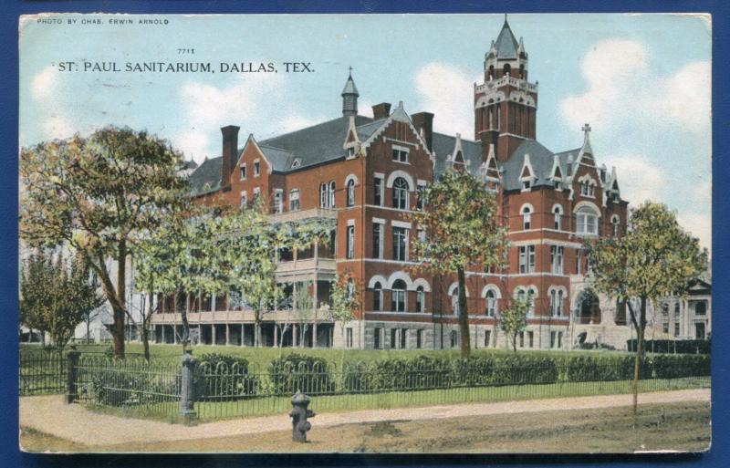 St Paul Sanitarium Dallas Texas tx 1908 postcard